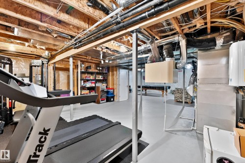 Lower level featuring exposed wooden joists and structural beams - 17838 60A Street, Edmonton, AB - Indoor Photo Showing Basement