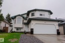 Two-story residence featuring white siding and a dark green trim roofline - 313 Jillings Crescent, Edmonton, AB  - Outdoor 
