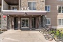 Building entrance featuring stone veneer and horizontal siding - 320 534 Watt Boulevard, Edmonton, AB  - Outdoor With Facade 