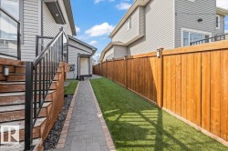 Designated dog run area, quality turf covering for low-maintenance landscaping - 