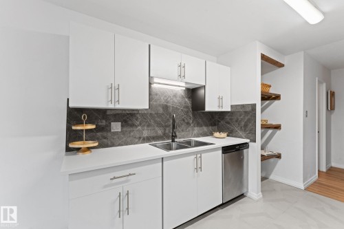 202 7815 159 Street, Edmonton, AB - Indoor Photo Showing Kitchen With Double Sink