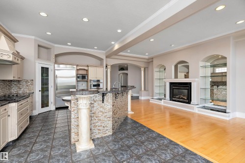 Kitchen - 16103 89 Street, Edmonton, AB - Indoor With Fireplace