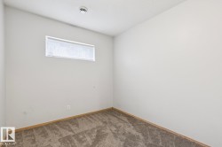 Neutral tone walls complemented by carpet flooring and wood-finish baseboards - 