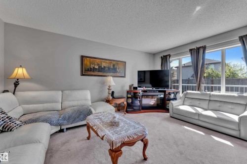 Bright living area featuring light gray walls and plush carpeting - 14031 136 Street, Edmonton, AB 