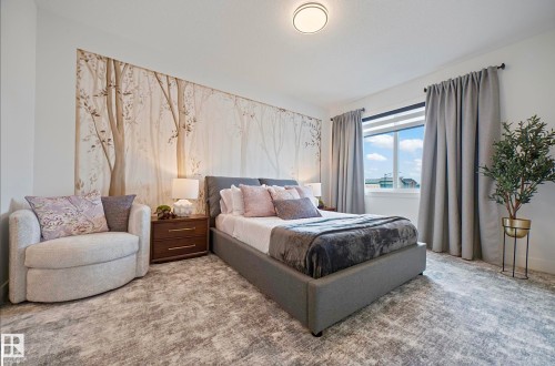 Feature wall with woodland-inspired mural - 16607 8 Street, Edmonton, AB 