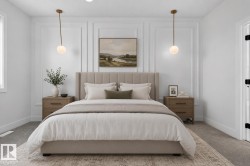 Carpeted room featuring elegant wall molding details - 