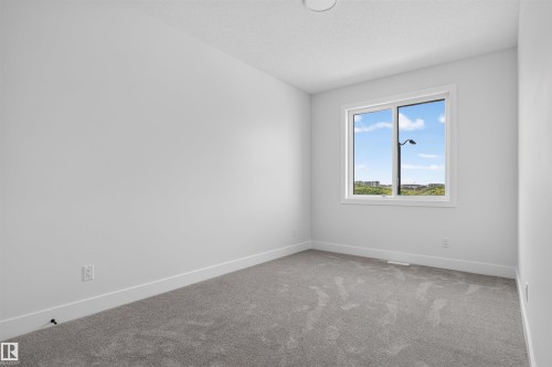 Bright room featuring a large window, neutral gray carpeting, white walls, white baseboards, and a ceiling-mounted light fixture - 84 Rosa Crescent, St. Albert, AB - Indoor Photo Showing Other Room