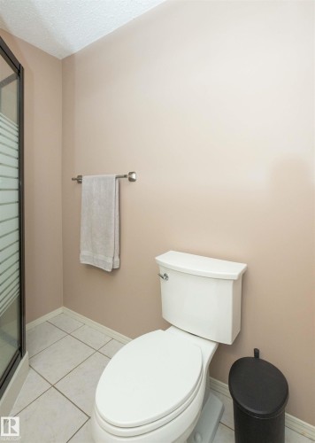 White toilet with a chrome flush lever, set against neutral-toned walls - 10739 109 Avenue, Westlock, AB 