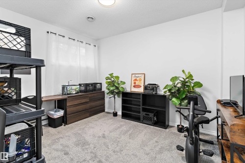 Room featuring light gray carpeting, crisp white walls, and a recessed ceiling light fixture - 16609 58A Street, Edmonton, AB 