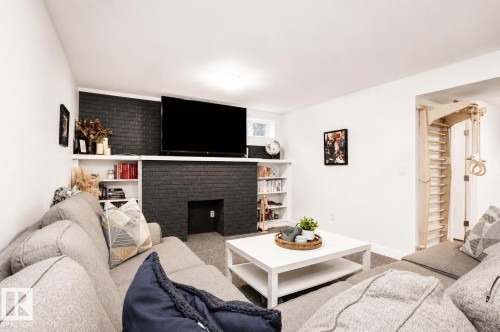 4904 103 Avenue, Edmonton, AB - Indoor Photo Showing Living Room With Fireplace
