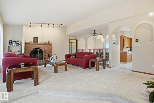 1307 Twp Road 510, Rural Parkland County, AB - Indoor Photo Showing Living Room With Fireplace