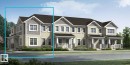 End-unit townhouse featuring multi-textured siding, gabled rooflines, and covered front porch entry - 1061 Wolf Willow Way, Sherwood Park, AB 