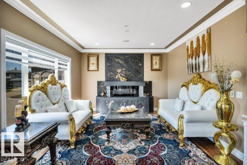 74-53302 261 Range Road, Rural Parkland County, AB - Indoor Photo Showing Living Room With Fireplace