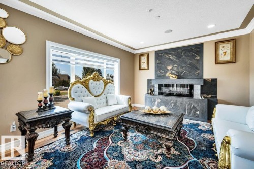 74-53302 261 Range Road, Rural Parkland County, AB - Indoor Photo Showing Living Room With Fireplace