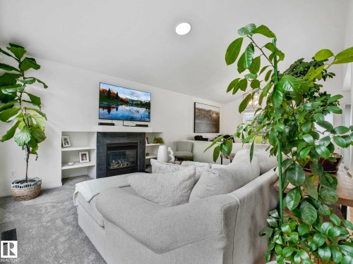 920 Haliburton Road, Edmonton, AB - Indoor Photo Showing Living Room With Fireplace