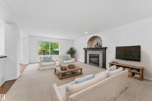 1951 120 Street, Edmonton, AB - Indoor Photo Showing Living Room With Fireplace