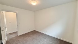 Neutral color palette with textured carpeting and crisp white baseboards - 
