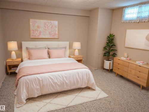 Carpeted flooring throughout with a window on one wall - 9443 75 Street, Edmonton, AB 