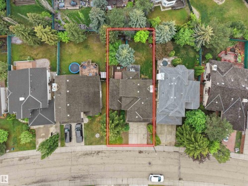 Aerial view showcasing the property's rectangular lot - 208 Ferguson Place, Edmonton, AB 