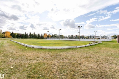 Expansive green space featuring an outdoor rink with perimeter fencing and light posts - 3103 109 Street, Edmonton, AB 