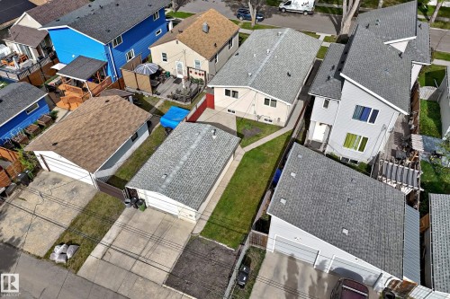 Aerial perspective showcasing multiple residential properties - 12022 62 Street, Edmonton, AB 