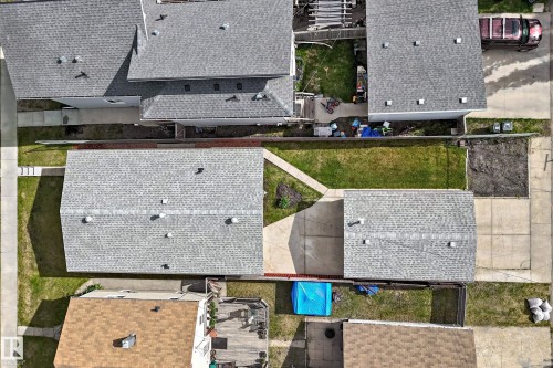 Aerial perspective showcasing multiple residential properties - 12022 62 Street, Edmonton, AB 