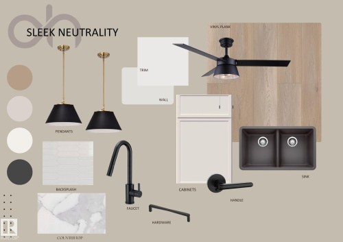 Interior Design Selection Board. Presenting material and finish options for the property's interior spaces - 10985 130 Street, Edmonton, AB 