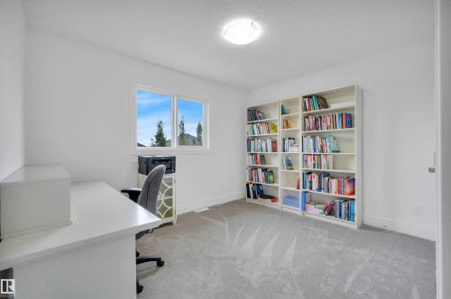 Bright room featuring a window, light gray carpeting, and white walls - 3898 Robins Crescent, Edmonton, AB 