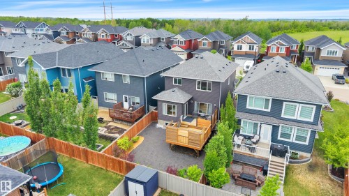 Aerial perspective showcasing multiple residential properties - 3898 Robins Crescent, Edmonton, AB 