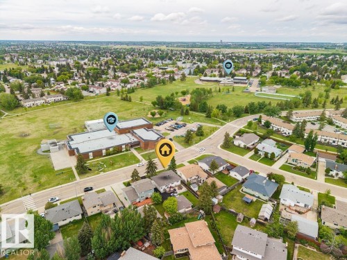 Aerial perspective showcasing residential properties and surrounding green spaces - 17932 93 Avenue, Edmonton, AB 