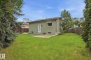Expansive green lawn with mature trees and a privacy fence - 1008 61 Street, Edmonton, AB 