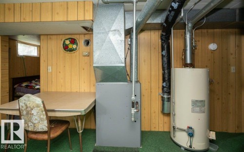 Utility area featuring a furnace, hot water heater, and exposed ductwork - 2021 Twp Rd 604, Rural Westlock County, AB 