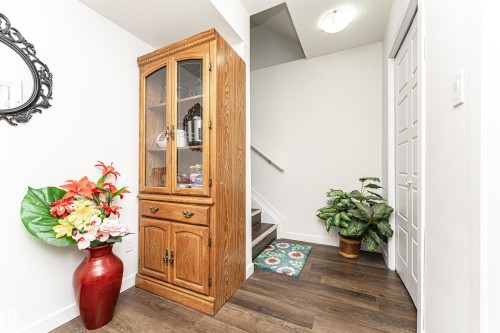 Hardwood-style flooring with a light-toned ceiling and walls - 115 57 Street, Edmonton, AB 
