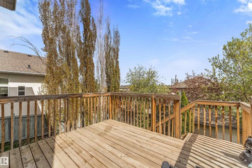 Spacious outdoor deck featuring natural wood decking and matching railings - 35 Oakridge Dr, St. Albert, AB - Outdoor With Deck Patio Veranda With Exterior