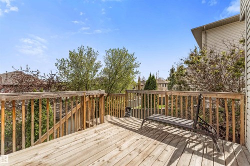 Spacious outdoor deck featuring natural wood flooring and coordinating railings - 35 Oakridge Dr, St. Albert, AB - Outdoor With Deck Patio Veranda With Exterior