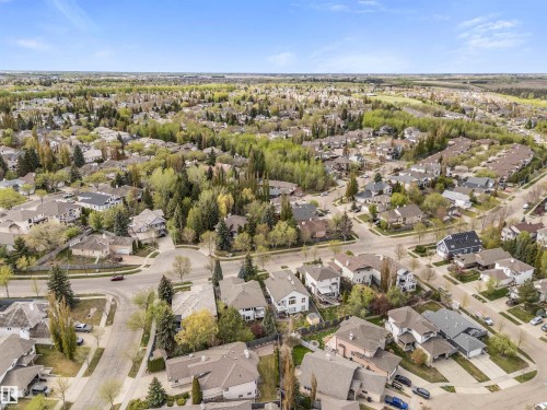 Aerial perspective of a developed residential area featuring various detached homes - 35 Oakridge Dr, St. Albert, AB - Outdoor With View