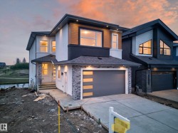 Modern exterior featuring white stucco, wood-finish siding, and stone veneer accents - 
