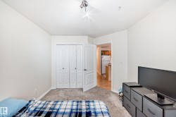 Neutral wall finishes complement the grey carpet flooring - 