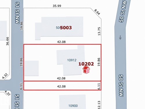 Property Survey. Outlining the property boundaries and dimensions - 10912 50 Street, Edmonton, AB 