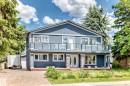 Two-story residence featuring a stucco exterior with stone-clad columns - 6804 102A Avenue, Edmonton, AB 