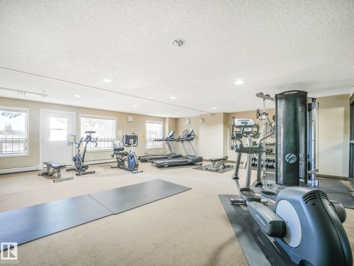 Dedicated fitness room featuring cardio and strength training equipment - 2406 320 Clareview Station Drive, Edmonton, AB 
