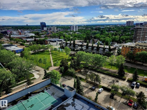 Expansive urban landscape featuring a green park space and dense tree coverage - 1600 10149 Saskatchewan Drive, Edmonton, AB 