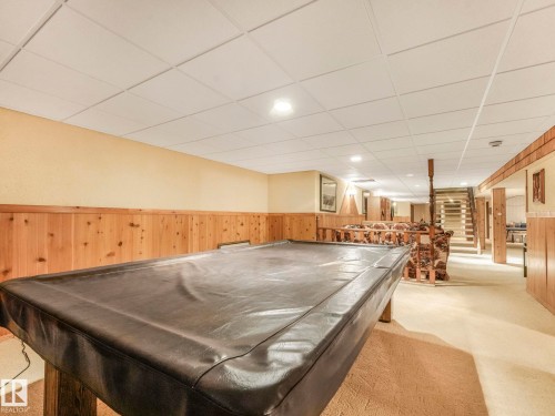 Lower level recreation area featuring wood paneling - 11921 231 Street, Edmonton, AB 