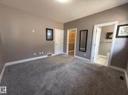 Carpeted room with neutral wall paint and white trim - 