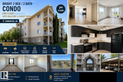 Marketing Flyer. Presenting a 2-bedroom, 2-bathroom condominium with a balcony and carport parking, located in Edmonton, AB - 312 2305 35A Avenue, Edmonton, AB 