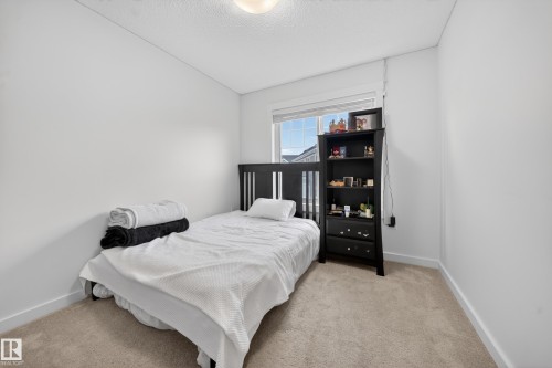 Bright room featuring a window with white trim, neutral carpeting, white walls, and a ceiling-mounted light fixture - 5 903 Crystallina Nera Way, Edmonton, AB 