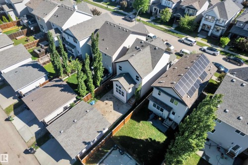 Aerial perspective showcasing a residential neighborhood with a variety of detached homes - 621 Mcdonough Link Link, Edmonton, AB 