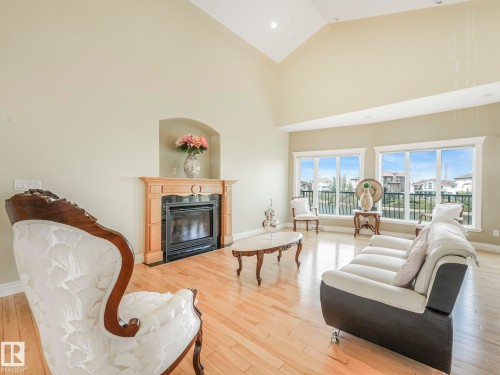 7504 161A Avenue, Edmonton, AB - Indoor Photo Showing Living Room With Fireplace