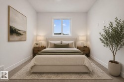 Bedroom featuring a centered window, light-colored walls, and carpet flooring - 