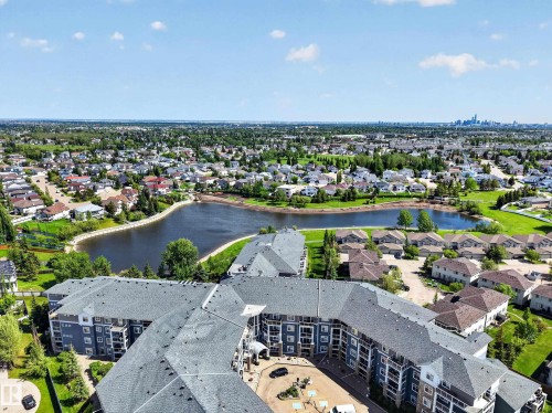 Extensive aerial perspective showcasing a residential building with a central courtyard - 138 16035 132 Street, Edmonton, AB 